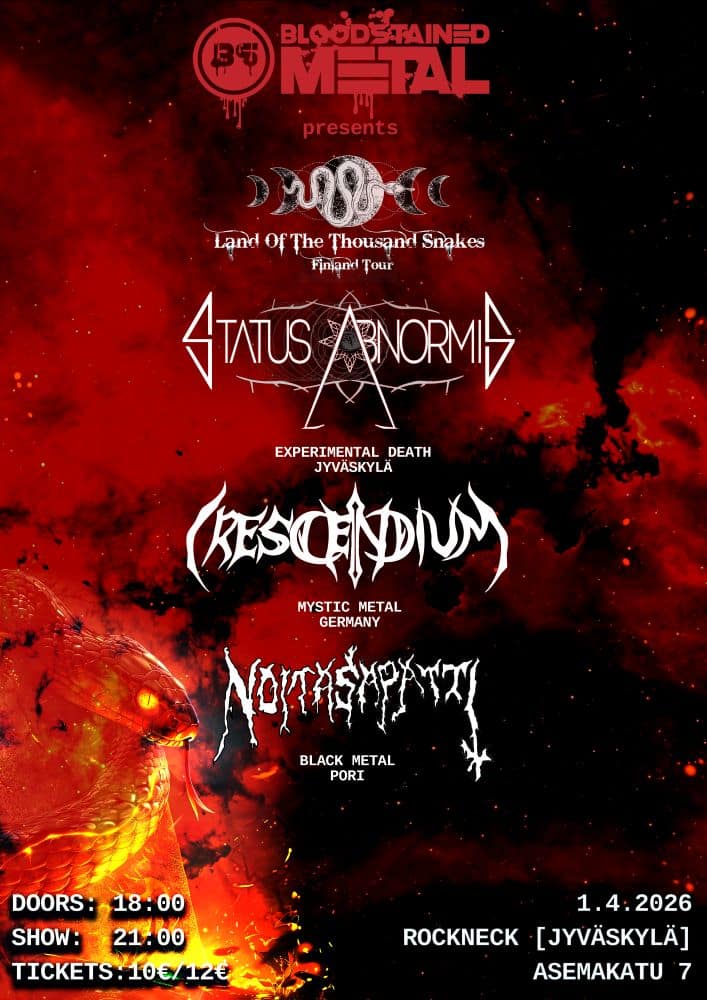 Bloodstained Metal Tour Crescendium Status Abnormis Noitasapatti Finland Tour Metal