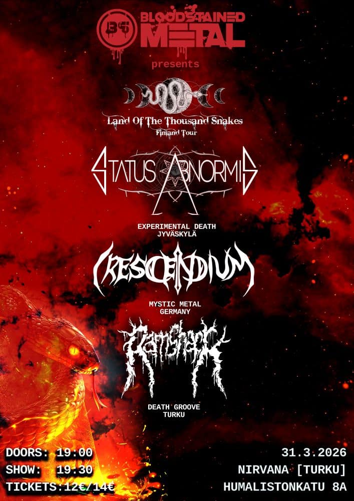Bloodstained Metal Crescendium Status Abnormis Ramshack Finland Touri Metal Bands